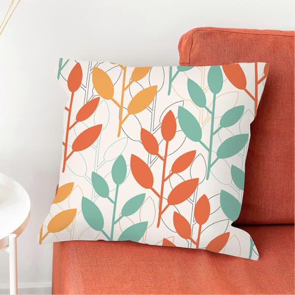 Pudebetræk Falmebestandig Usynlig Lynlås Polyester Ferskenhud Blomsterprint Pudebetræk til Sofa A