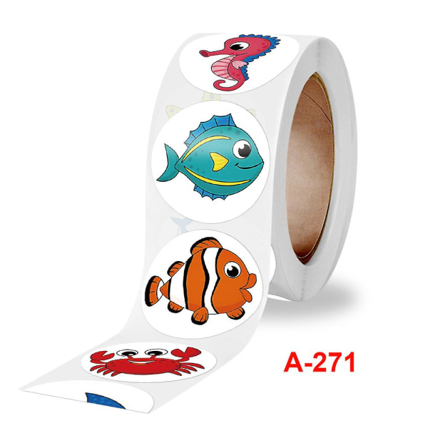 500 stk./rulle Søde Tegneserie Dyre Stickers Børnebelønning Etiket Opmuntring Scrapbooking Dekoration Papirvarer Sticker