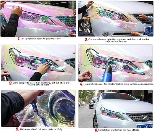 Bil Forlygte Vinyl Selvklæbende Film 30 x 120cm Transparent Ch