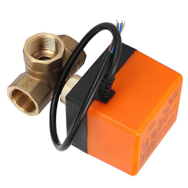 Motorisert kuleventil L-form Oransje Messing Elektriske Ventiler 3-Ledning 2-Kontroll 1.6MPa 6W AC220V G3 / 4 tommer