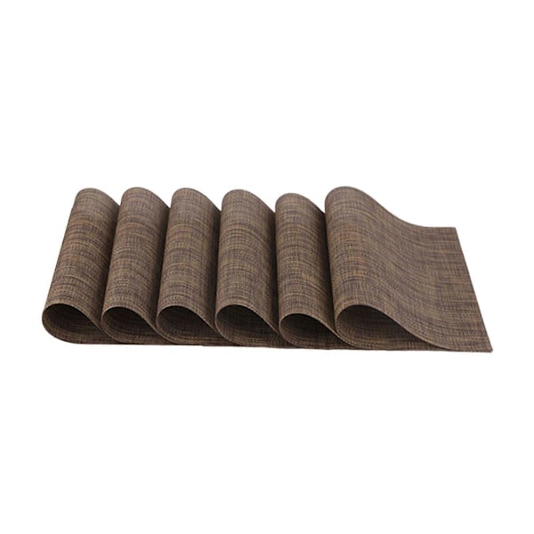 6-pack Placemats Set PVC Vävda Halkfria Bordstabletter Tvättbara Värmebeständiga Inomhus Utomhus Bordstabletter för Restaurangbord 30x45cm K