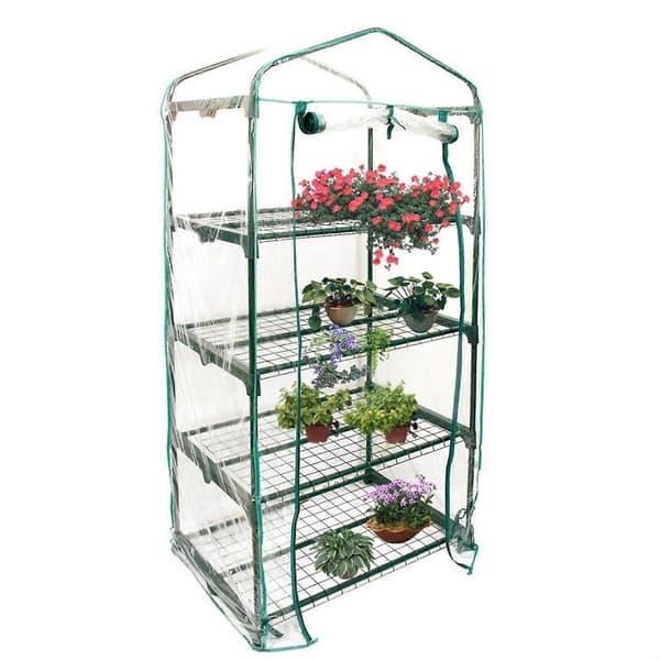 JIKAIX Drivhusdeksel Transparent Enkel Montering PVC Rulleglidelåsdesign Drivhus Plantedeksel for Hage Four Layer