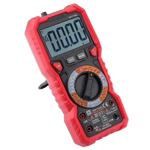 HT118C Håndholdt Digital Multimeter AC/DC Volt Amp Ohm Kapacitans Hz Temp Tester m/ Lommelygte