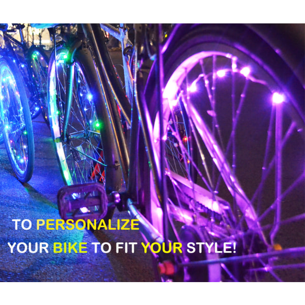 Blå pakke med 4 dæk LED cykelhjullys med batterier medfølger
