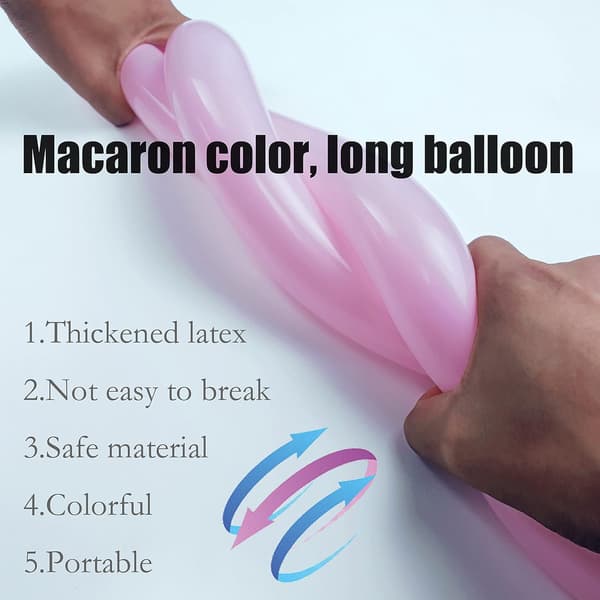 Modellering Lange Balloner (100 stk) Dyreballoner med Pumpe, Pastel