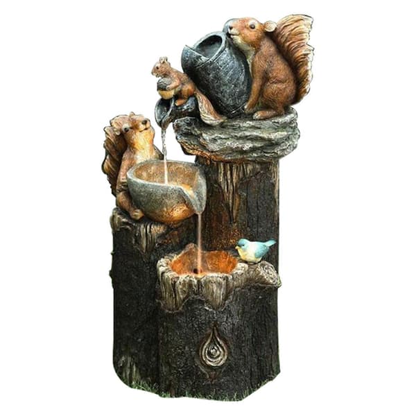 Dyrestatue Søt Selvlysende Solcelledrevet Kaskade Frittstående LED Ekornfigur And Dekor for Hage Squirrel