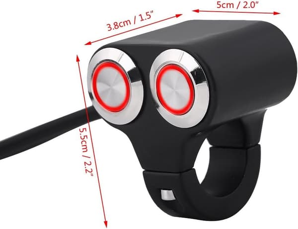 22mm Motorcykelstyre Strömbrytare med Indikatorlampa (Röd)
