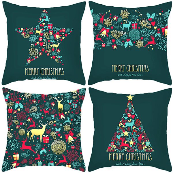 ##/4 Piece Christmas Cushion Cover - 45x45cm Decorative Cushion Cove##/