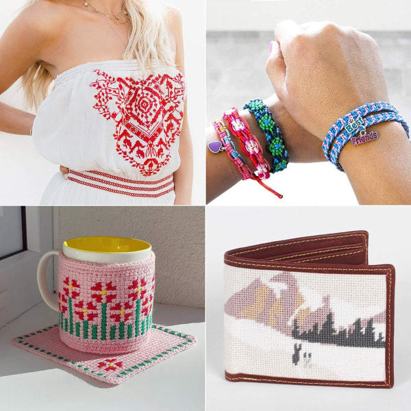 Broderitrådssats, 100 Färger Broderitrådar för Korsstygn