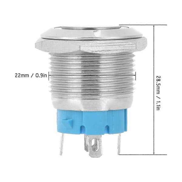 2 st 22 mm metall tryckknappsbrytare platt huvud momentan 4 stift med strömljus IP65 12-24VDC Grön