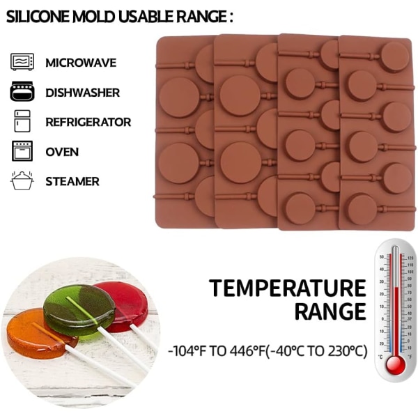Silikonform för lollipop, choklad, godis och kakor - Set om 4