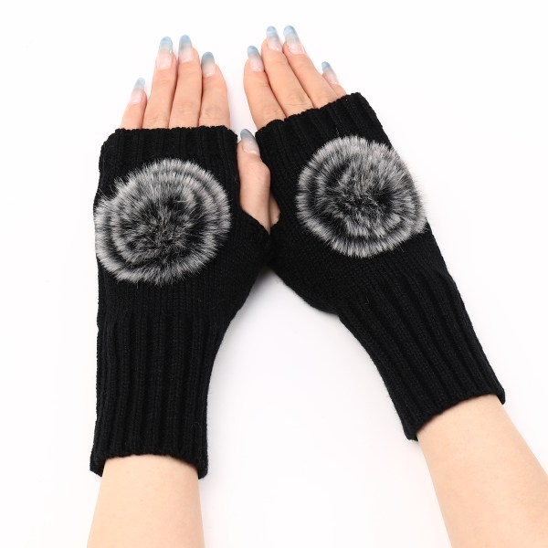 #Sorte strikkede fingerløse handsker#