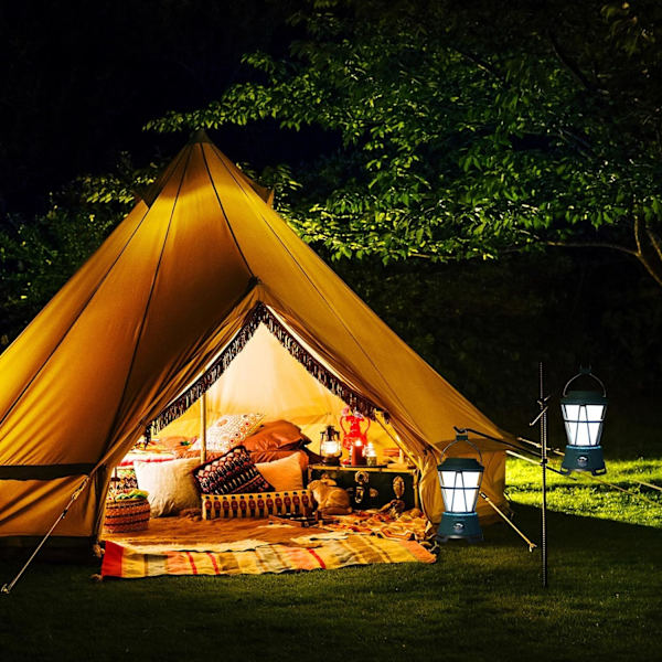 Solcelled LED Campinglys, USB Opladbar og Batteridrevet C