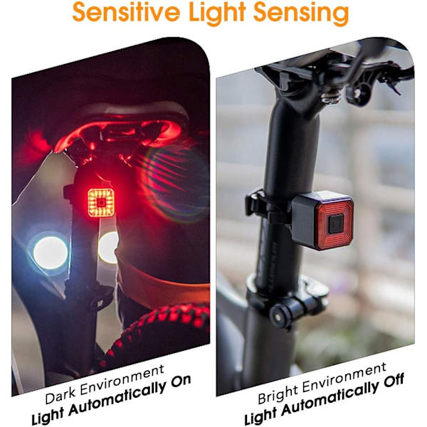 USB Genopladelig Smart Cykel Baglygte Bremse Sensor Super Brig