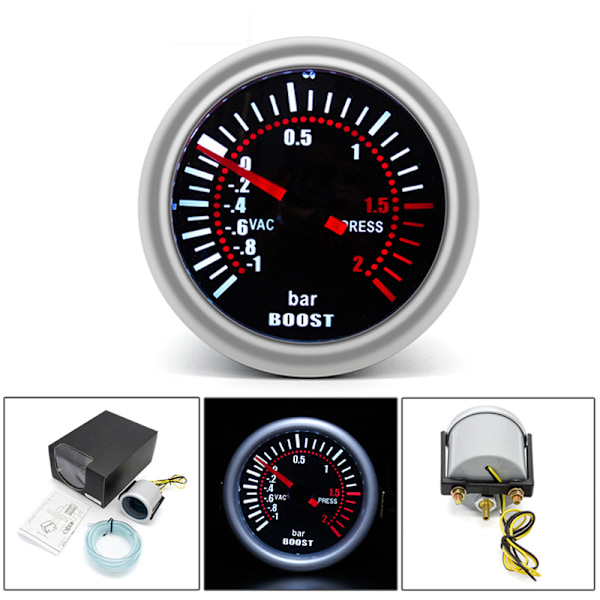 Turbo Boost Mätare 2 Tum 52mm LED Bilmodifiering LED Turbo Boo