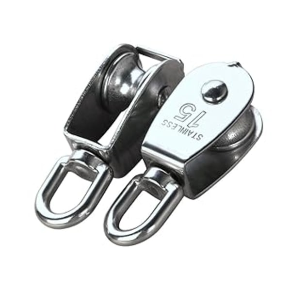(M15 35kg) 1 st M15 Silver Enkel Hjulblock 304 Rostfritt Stål
