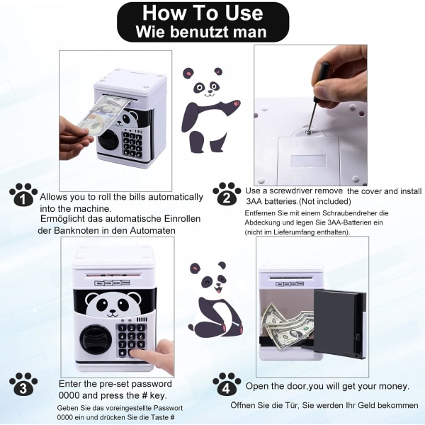 Elektronisk pengekasse (Panda), Spargris til børn med adgangskodebeskyttelse