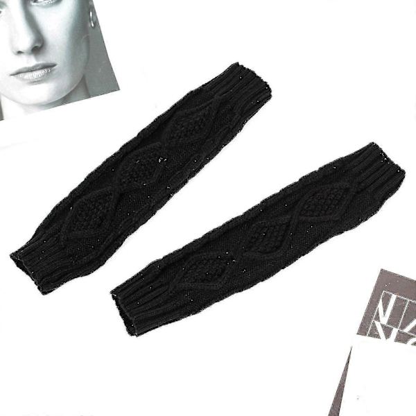 Stickade Fingerlösa Vantar Enfärgade Handskar Med Tumhål Virkade Vantar Light gray