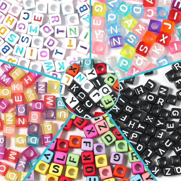 #700 stk. 18 farver akryl alfabet bogstav A-Z kube perler til smykkefremstilling Børn DIY halskæde Armbånd#