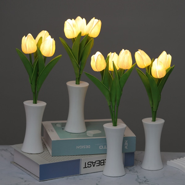 #Home affaire bordlampe tulipan LED dekorativ lampe 2 stk#