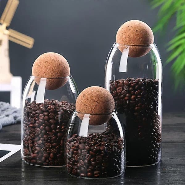 Förvaringsflaska Anti-deform Tålig Vattentät Korkpropp Böna Socker Glasburk för Kaffe 750ML