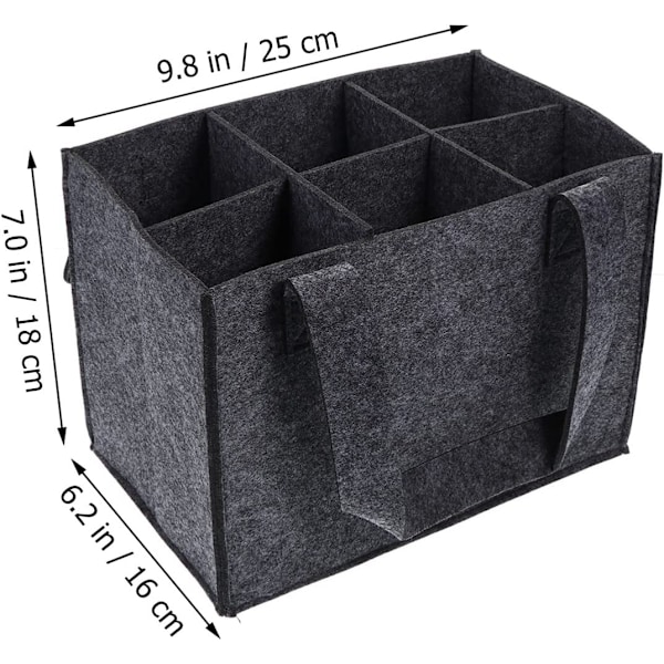 Filt vinpose - 24 x 18 x 16 cm - grå, rommer 6 vannflasker, wa
