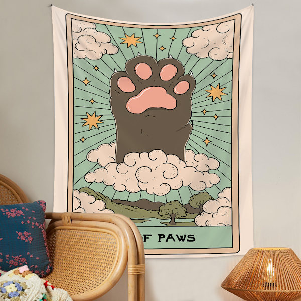 150×200cm Baggrundstapet Kat - Kattepote, Tapet dekoration