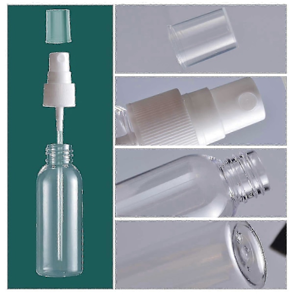 30 st Sprayflaskor 30ml 1oz Klar Tom Fin Mist Plast Mini Reseflaska Set, Små Påfyllningsbara