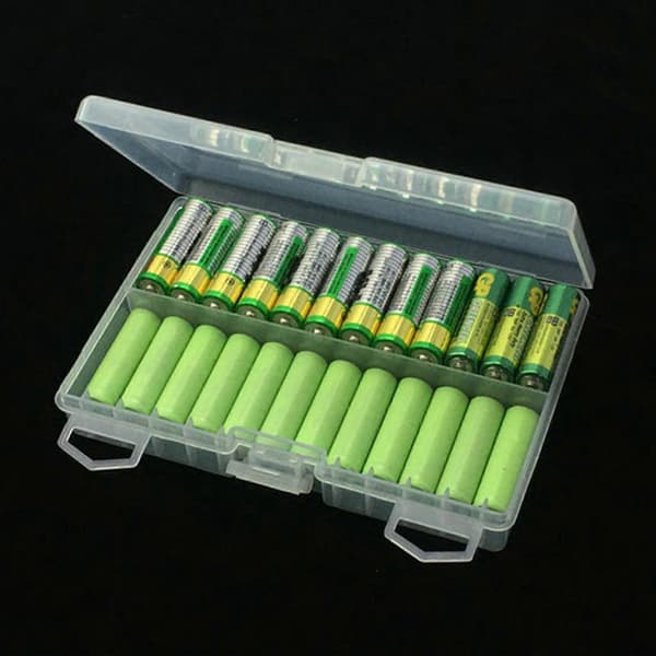 Batteriförvaringslåda Transparent Stor Kapacitet Portabel 48st AA AAA Uppladdningsbart Batteri Behållare Organizer för Hemmet S