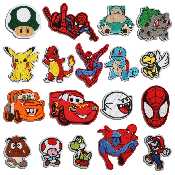 18 stk. broderi klud klistermærker, Spiderman Marvel karakter