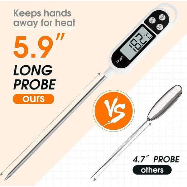 /#/Køkken Termometer, Digital Termometer med Lang Probe, Øjeblikkelig/#/