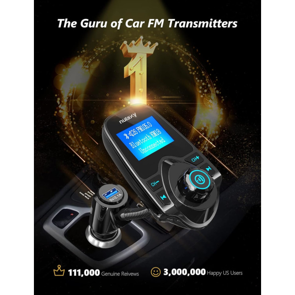 Trådløs Bluetooth FM-sender radioadapter i bilen bilsett W