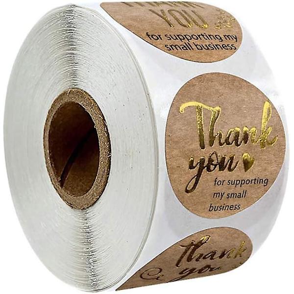 Kraft-paperia - 500 Kiitos-tarraa Leivonta-tarrat Pyöreät Tarrat Käsintehdyt Pyöreät Tarrat Kotitekoisille Lahjoille Ja Koristeluun Pienet Rullat.