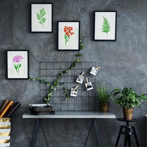 Aitamallistelu Sapluunat Luonnonkukkavarsia Varsilehtimuodoilla Sapluuna Stensiilit DIY Projektit Maalaus Sapluunat A