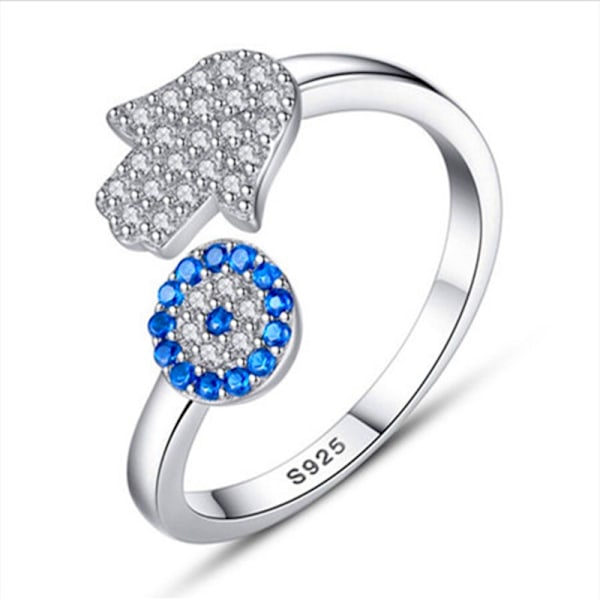 ##/Cubic zirkonia öppen ring damring 1 st silver förlovningsring##/