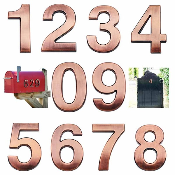 ##/3D Bronse Postkasse Nummerer 0-9 - Svart, Selvklebende Husnummer##/