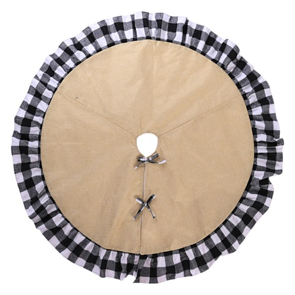 Gingham juletræstæppe i hør - Sort og hvid 120 cm, Chris
