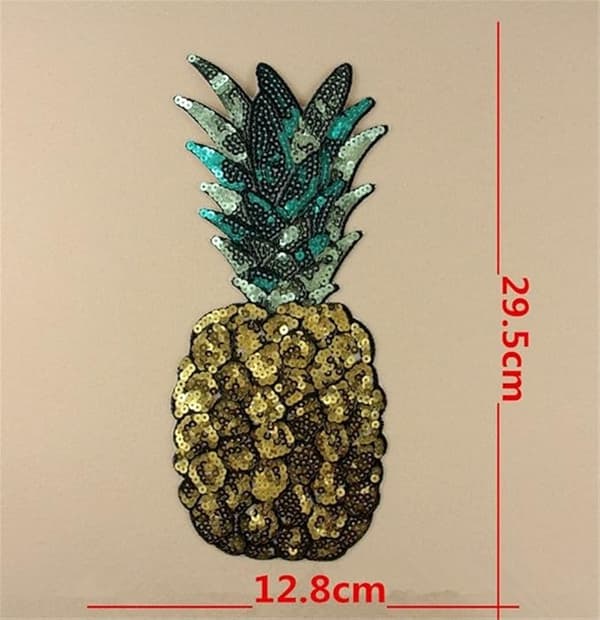 1 Pack Stora Ananas Strykjärnslappar, Fruktpaljetter Broderade