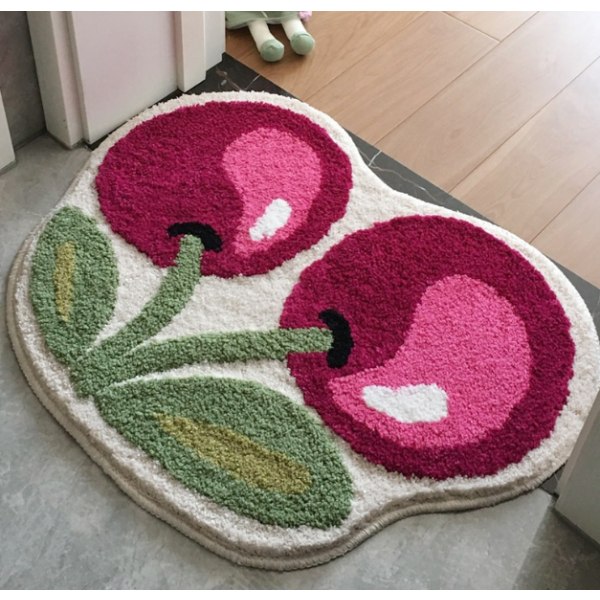 Badeværelsesmåtter - Kirsebærformet Antislip Måtte, Vaskbar Mikrofiber Ab