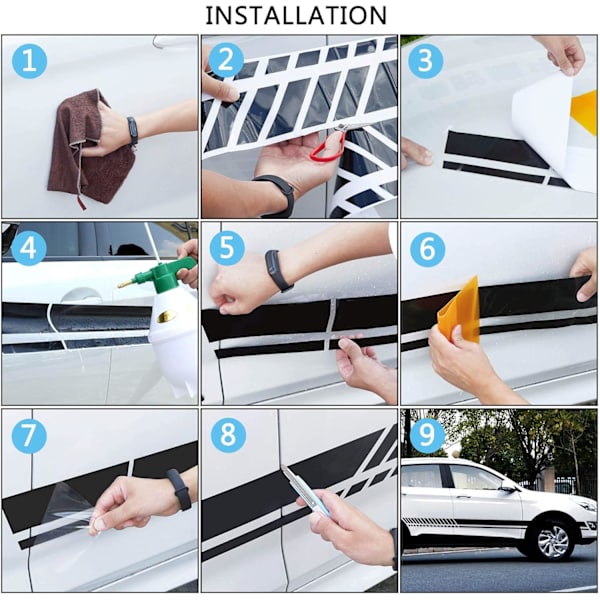 1 Pari 210cm Urheilullisia Kilpa-auto Raidat Tarroja Auton Ovien Sivulle