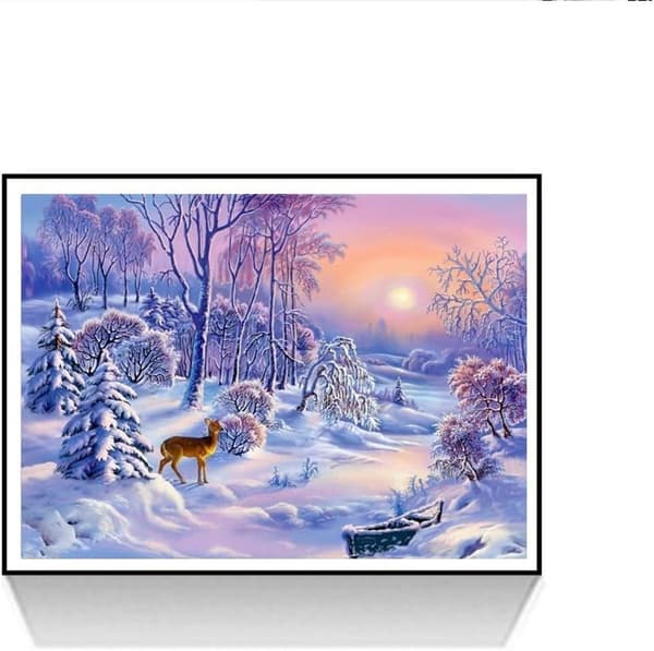 ##/Diamantmålning Kit 5D DIY, 16x12 tum, snöig skogsscen##/