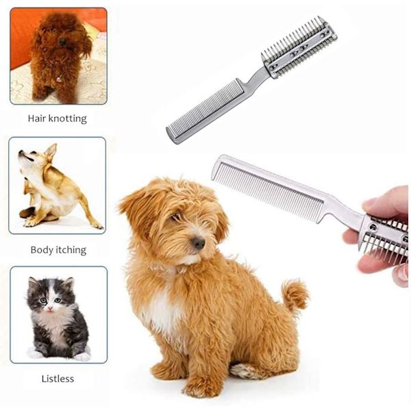 2 st Razor Kam för Hundar Husdjur Hårformare Razor Kam Hårsax