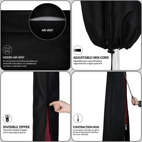 Cantilever Parasol Cover fra 2,7m til 3,4m, (265x40/70/50cm) Bla