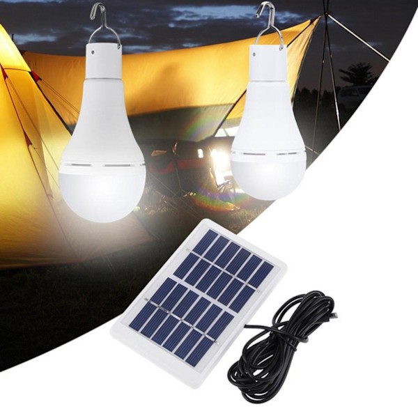 LED solcellelys 2 stk solcellelamper 9W LED solcellelyspære