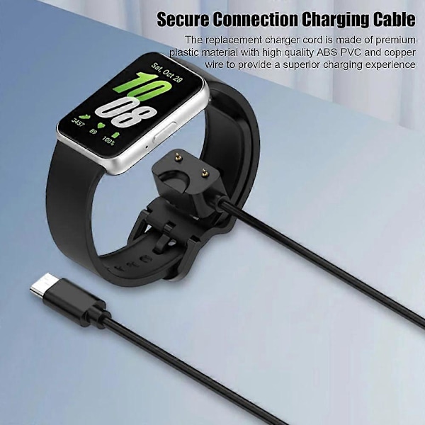 Magnetisk Oplader Effektiv Stabil Opladning Flere Beskyttelsesfunktioner Opladerkabel Smart Band Base Oplader Adapter Kompatibel med Samsung Fit3 R390 Black 55CM Type C