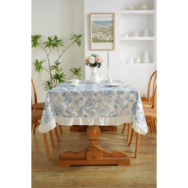 ##/Blå broderet vandtæt dug, 140X180CM##/