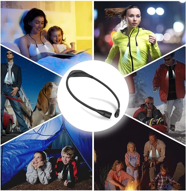 Halslampe, Genopladelig 4 LED Hug LED Halslampe med 3 Farver M