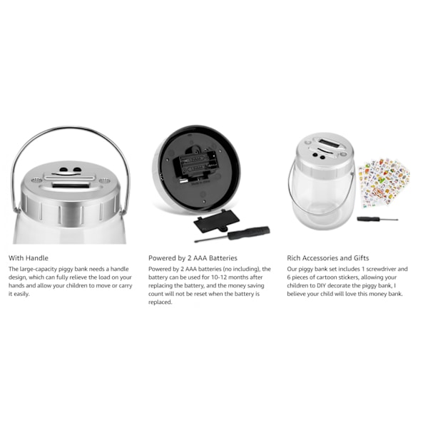 Spargris digital räknande spargris stor myntbox spargris 2,4L
