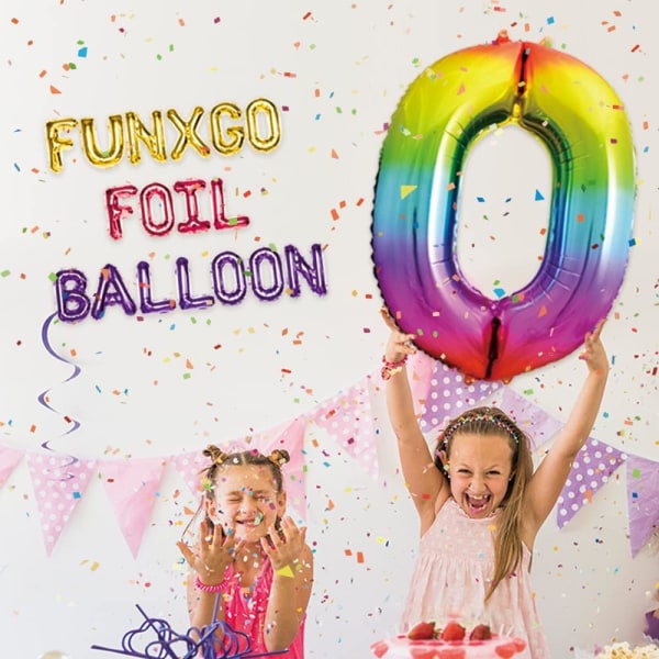 Födelsedagsballonger 0 år Färgglada - Stor ballong nummer 0 nummer