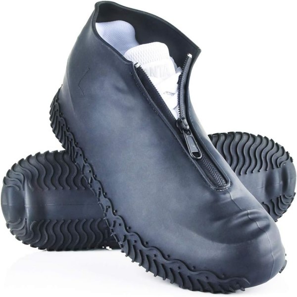 Återanvändbara silikonvattentäta skoöverdrag - Svart med halkfri Re